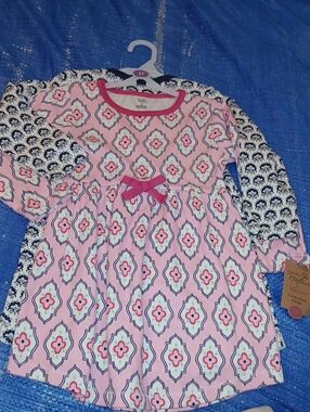 Girls Pink Patterned Long-Sleeve Casual Dress with Bow Blk/White Dress With Bow